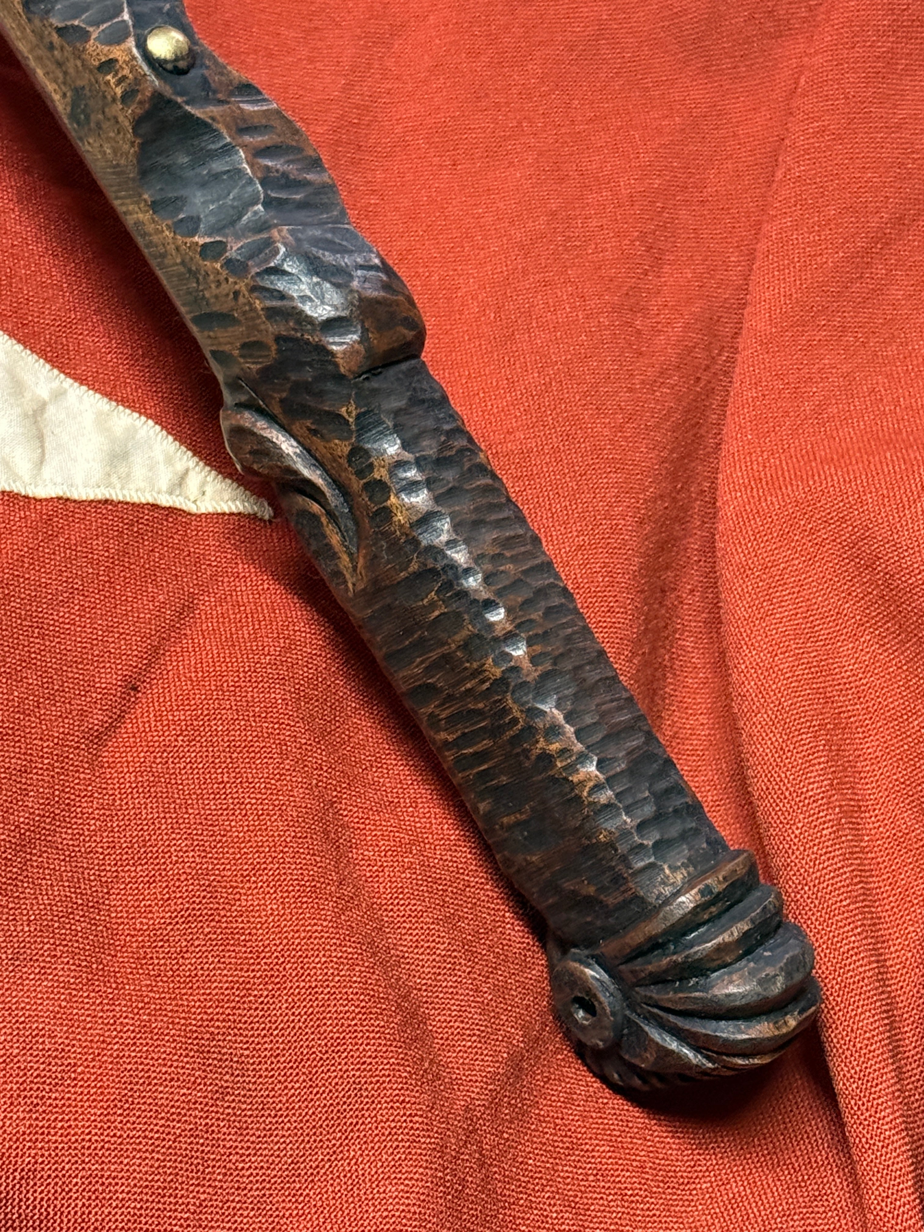 Antique Native American Ball-Headed War Club - Effigy Carved Handle & Brass Trade Tacks (Eastern Woodlands/Great Lakes)