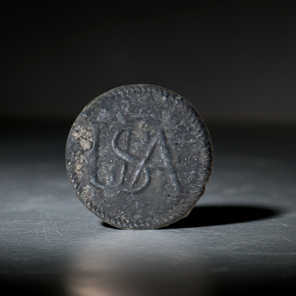 RARE Authentic Revolutionary War Continental Army "USA" Script Pewter Coat Button - Circa 1777-1784 (Excavated Relic)