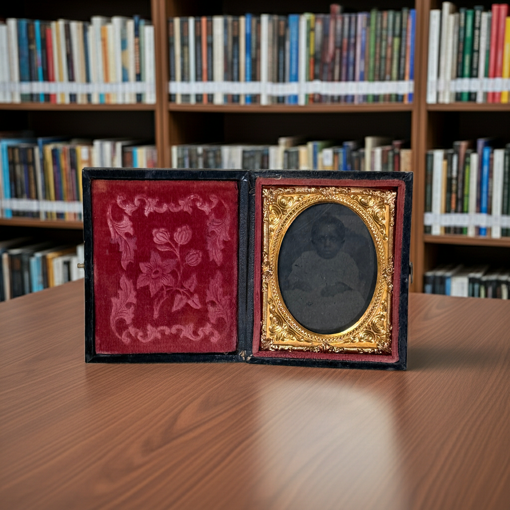 Authentic Victorian Civil War Era Cased Photo (Tintype/Ambrotype) - Red Velvet &amp; Gilt Frame - c. 1860