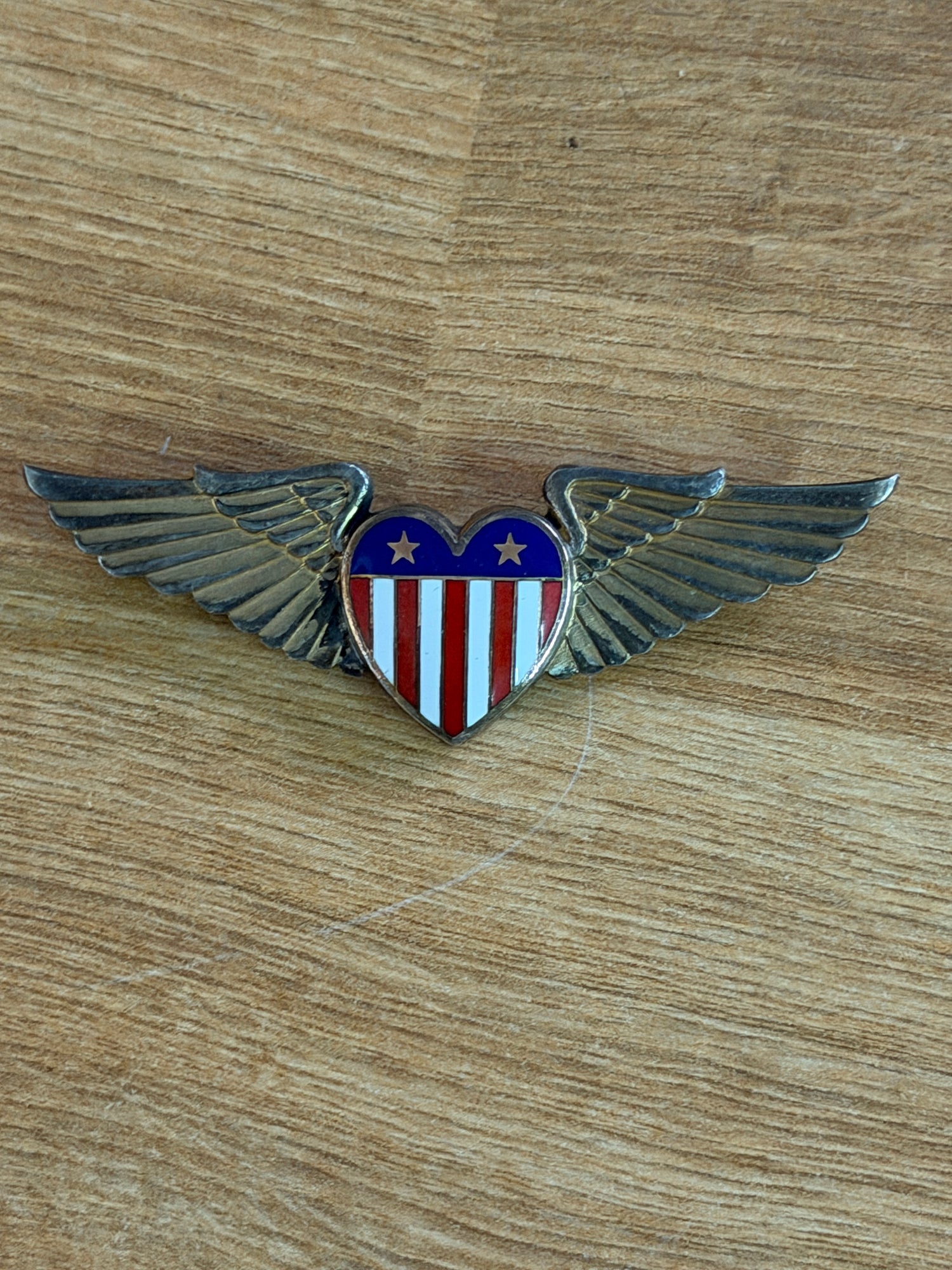 Vintage WWII Sterling Silver "Hap Arnold Wings" Sweetheart Pin