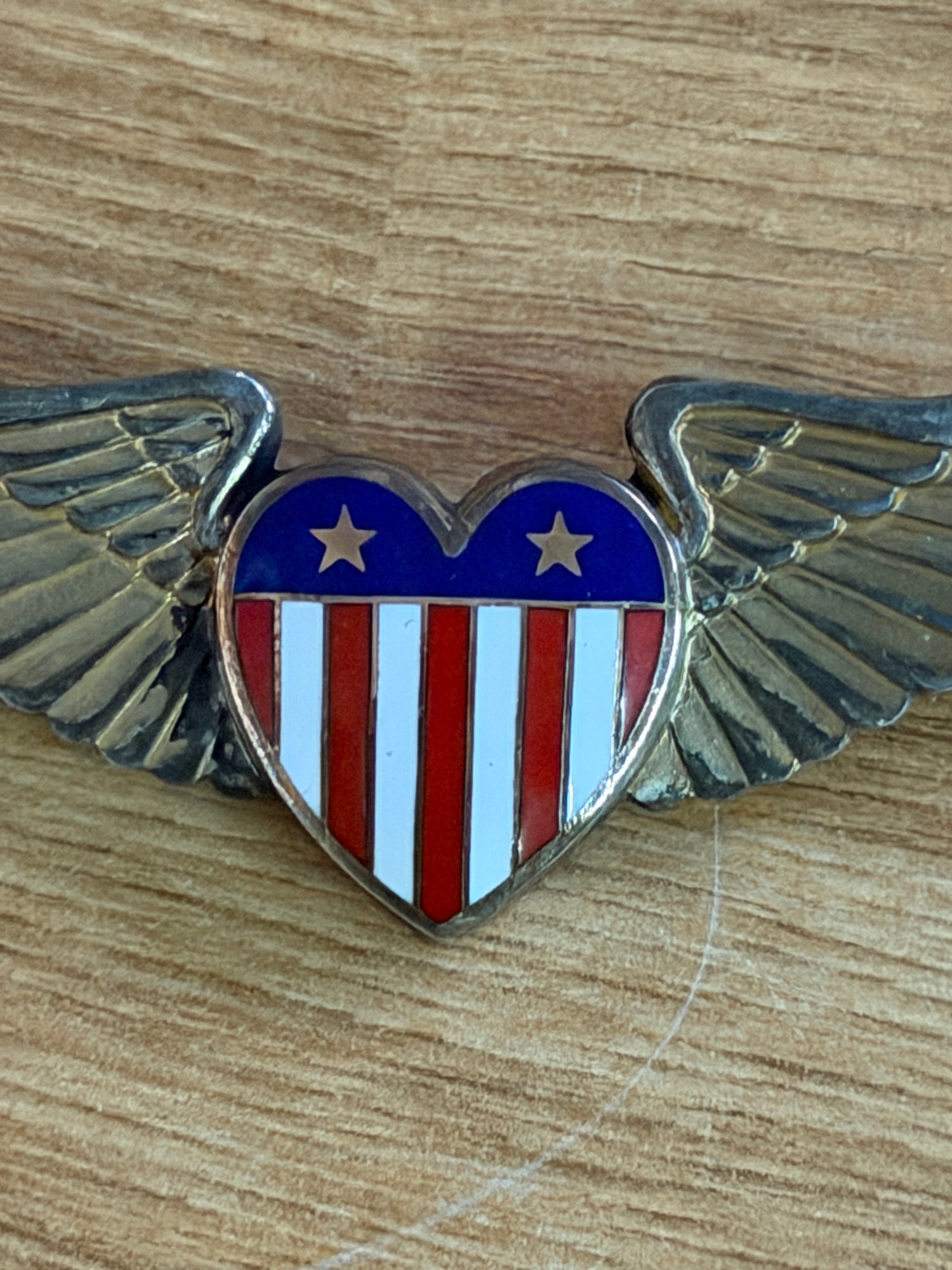Vintage WWII Sterling Silver "Hap Arnold Wings" Sweetheart Pin