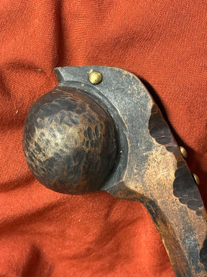 Antique Native American Ball-Headed War Club - Effigy Carved Handle &amp; Brass Trade Tacks (Eastern Woodlands/Great Lakes)